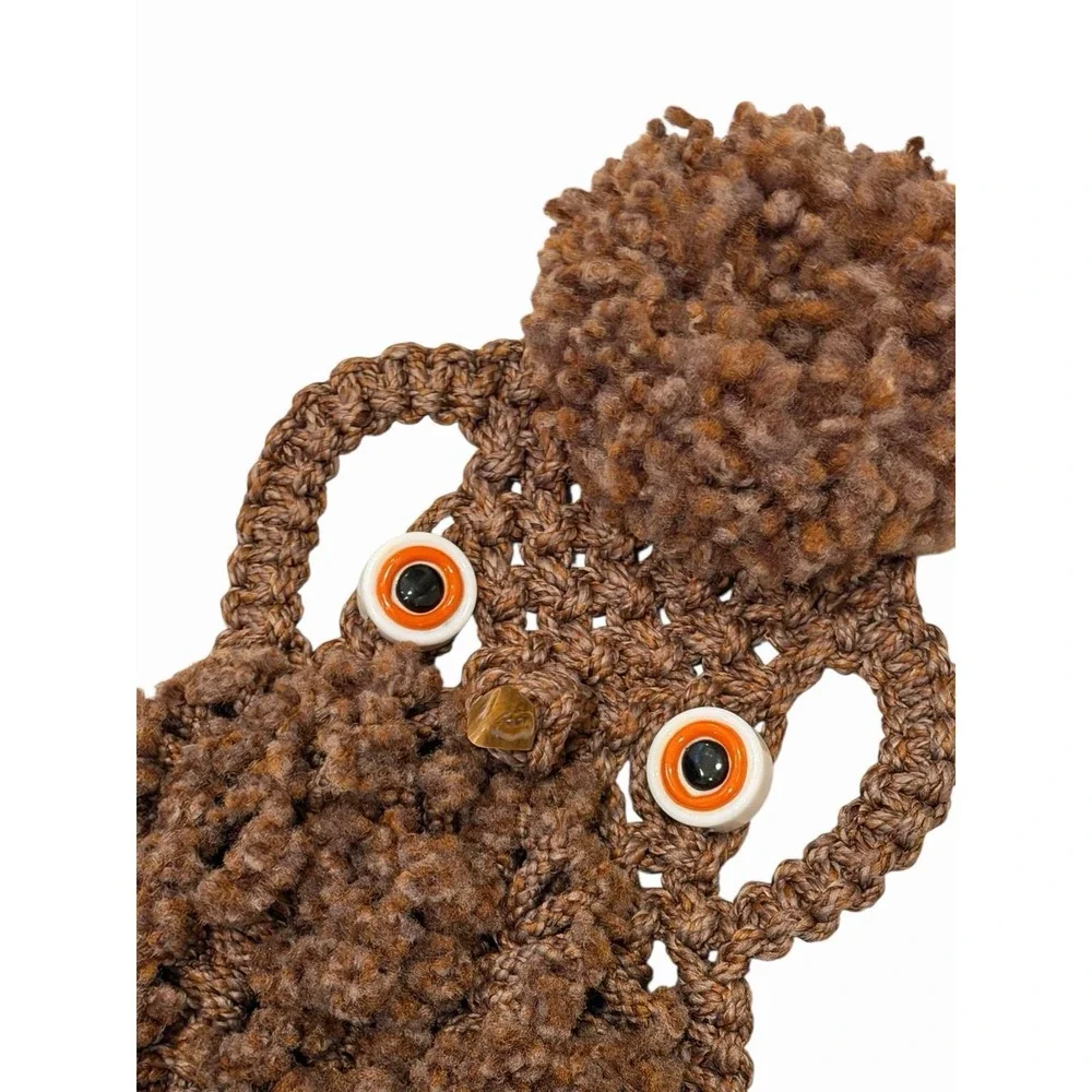 Vintage Macrame Owl Wall Hanging Decor Woodland Boho Retro Handmade MCM 70s